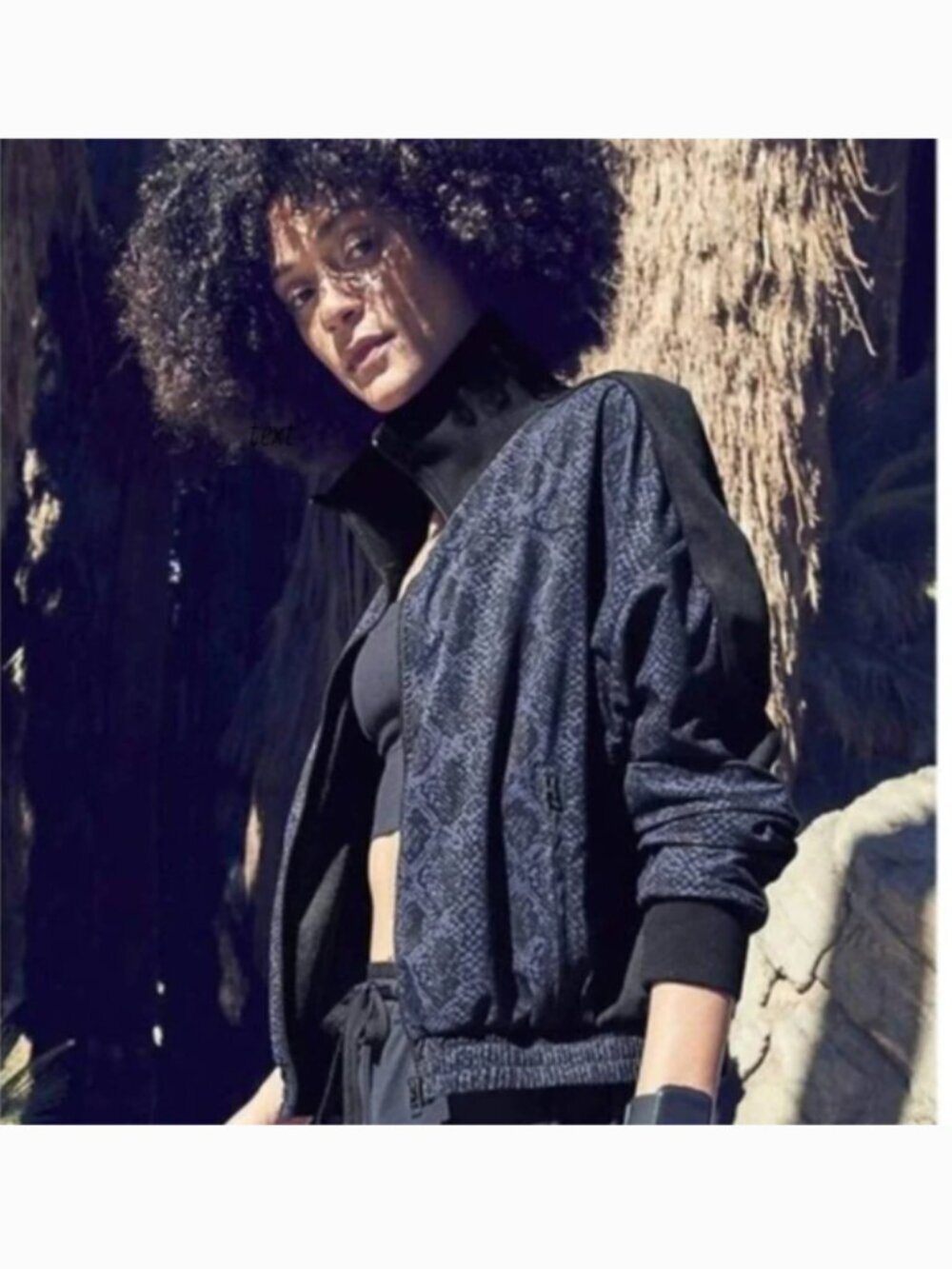 Athleta Brooklyn Track Bomber Jacket Python Blue Black Snakeskin Women’s XXS